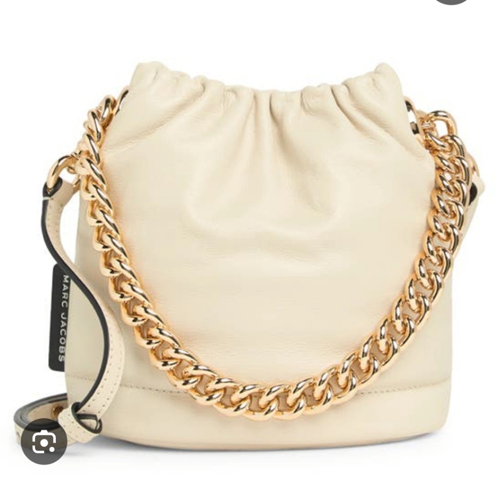 Marc Jacobs Small Leather Bucket Bag in Marshmallow NWT